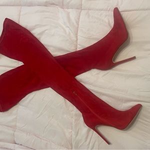 Red over knee boots size 8.5
